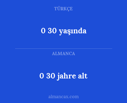 0 30 jahre alt - 0 30 yaşında