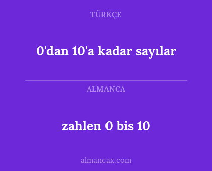 zahlen 0 bis 10 - 0'dan 10'a kadar sayılar