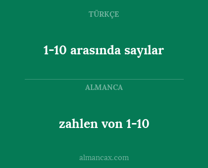 zahlen von 1-10 - 1-10 arasında sayılar