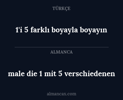1'i 5 farklı boyayla boyayın - male die 1 mit 5 verschiedenen