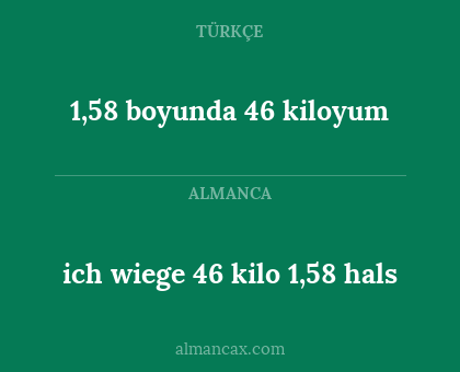 1,58 boyunda 46 kiloyum - ich wiege 46 kilo 1,58 hals