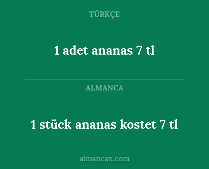 1 stück ananas kostet 7 tl - 1 adet ananas 7 tl