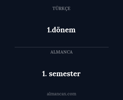 1. semester - 1.dönem
