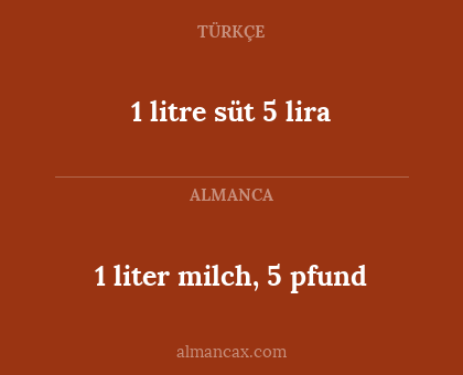 1 litre süt 5 lira - 1 liter milch, 5 pfund