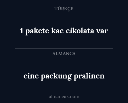 eine packung pralinen - 1 pakete kac cikolata var