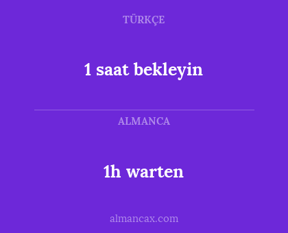 1 saat bekleyin - 1h warten