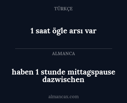 haben 1 stunde mittagspause dazwischen - 1 saat ögle arsı var