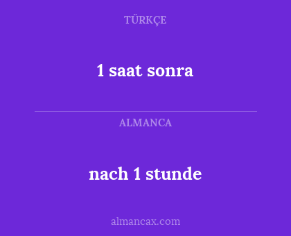 1 saat sonra - nach 1 stunde