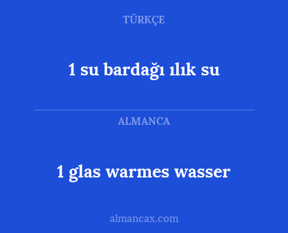 1 glas warmes wasser - 1 su bardağı ılık su