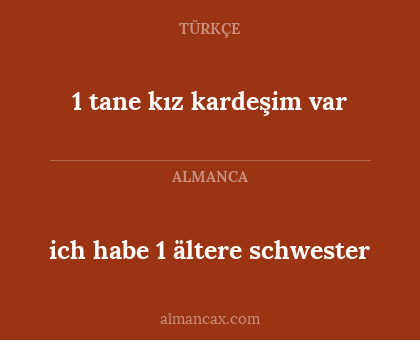 ich habe 1 ältere schwester - 1 tane kız kardeşim var