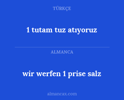 wir werfen 1 prise salz - 1 tutam tuz atıyoruz