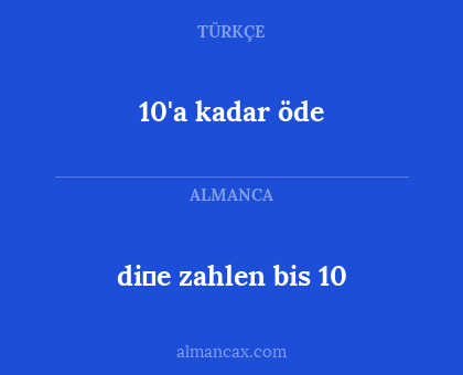 10'a kadar öde - di̇e zahlen bis 10