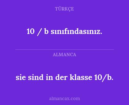 10 / b sınıfındasınız. - sie sind in der klasse 10/b.