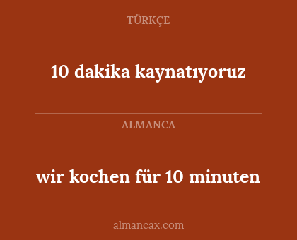 wir kochen für 10 minuten - 10 dakika kaynatıyoruz