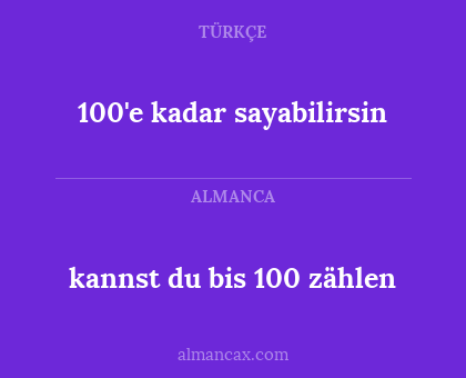 kannst du bis 100 zählen - 100'e kadar sayabilirsin