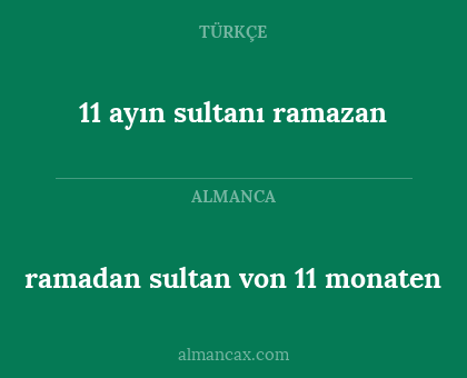 ramadan sultan von 11 monaten - 11 ayın sultanı ramazan