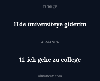 11. ich gehe zu college - 11'de üniversiteye giderim