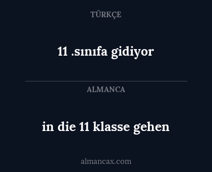 in die 11 klasse gehen - 11 .sınıfa gidiyor