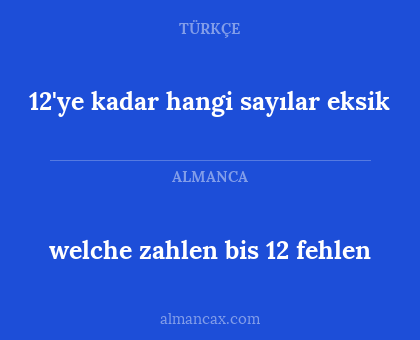 welche zahlen bis 12 fehlen - 12'ye kadar hangi sayılar eksik
