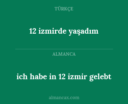 12 izmirde yaşadım - ich habe in 12 izmir gelebt