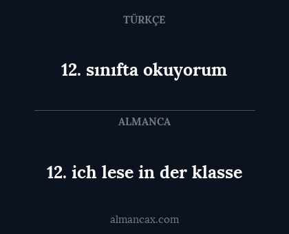 12. sınıfta okuyorum - 12. ich lese in der klasse