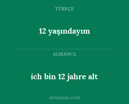 ich bin 12 jahre alt - 12 yaşındayım