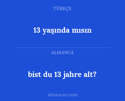 bist du 13 jahre alt? - 13 yaşında mısın