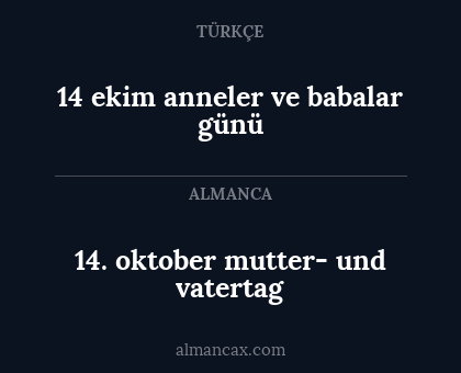 14. oktober mutter- und vatertag - 14 ekim anneler ve babalar günü