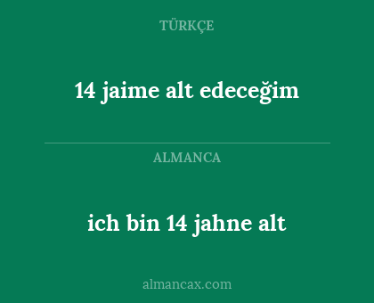 ich bin 14 jahne alt - 14 jaime alt edeceğim