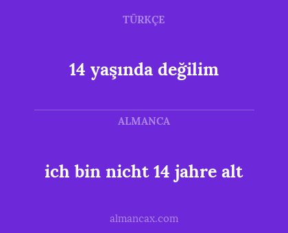 ich bin nicht 14 jahre alt - 14 yaşında değilim