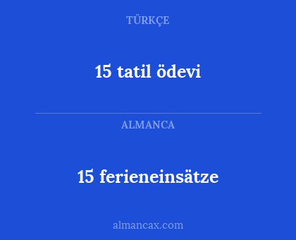 15 tatil ödevi - 15 ferieneinsätze