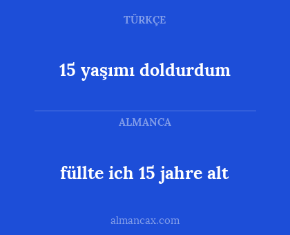 füllte ich 15 jahre alt - 15 yaşımı doldurdum