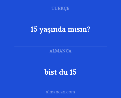 bist du 15 - 15 yaşında mısın?