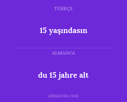 du 15 jahre alt - 15 yaşındasın