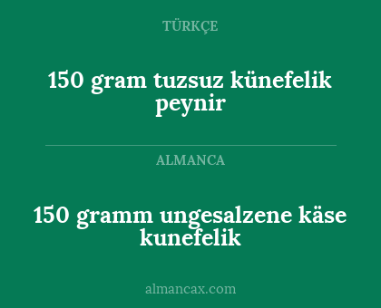 150 gramm ungesalzene käse kunefelik - 150 gram tuzsuz künefelik peynir