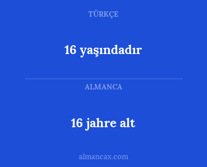 16 jahre alt - 16 yaşındadır