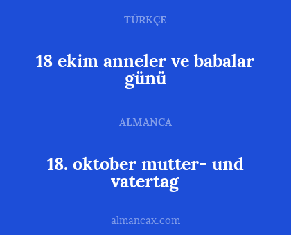 18. oktober mutter- und vatertag - 18 ekim anneler ve babalar günü