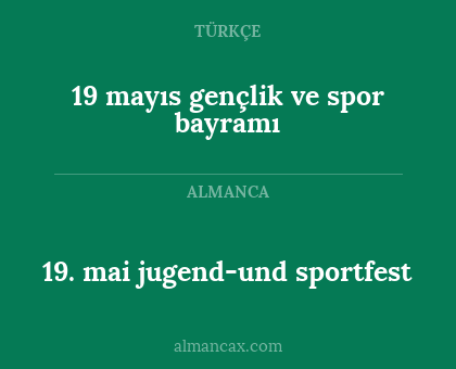 19. mai jugend-und sportfest - 19 mayıs gençlik ve spor bayramı
