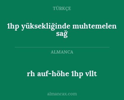 1hp yüksekliğinde muhtemelen sağ - rh auf-höhe 1hp vllt