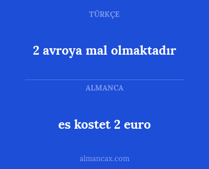 es kostet 2 euro - 2 avroya mal olmaktadır
