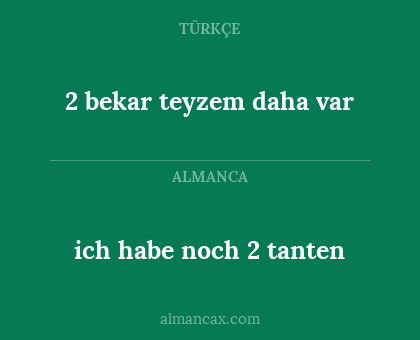 ich habe noch 2 tanten - 2 bekar teyzem daha var