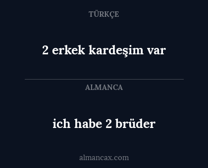 ich habe 2 brüder - 2 erkek kardeşim var