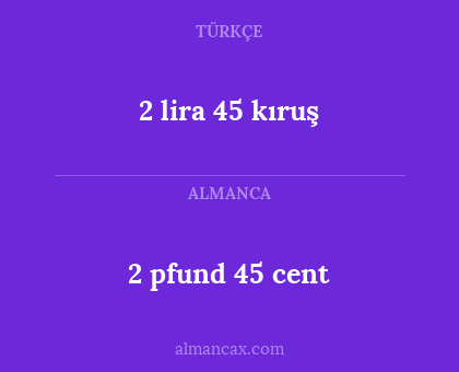 2 pfund 45 cent - 2 lira 45 kıruş