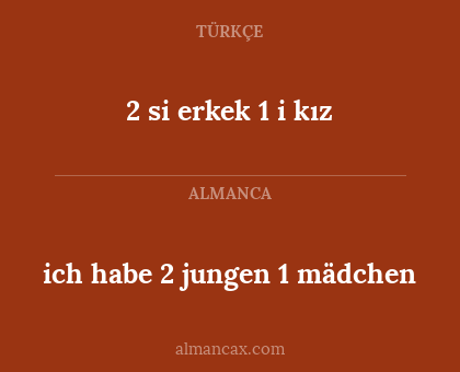 2 si erkek 1 i kız - ich habe 2 jungen 1 mädchen
