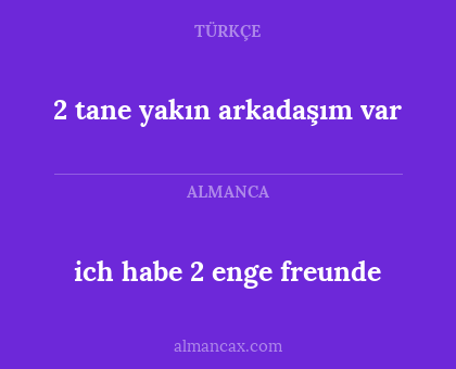 ich habe 2 enge freunde - 2 tane yakın arkadaşım var
