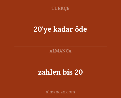 zahlen bis 20 - 20'ye kadar öde