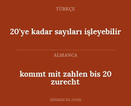 20'ye kadar sayıları işleyebilir - kommt mit zahlen bis 20 zurecht