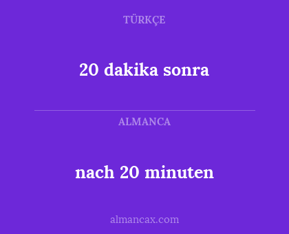 20 dakika sonra - nach 20 minuten