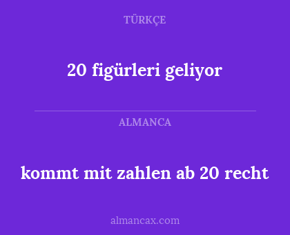 kommt mit zahlen ab 20 recht - 20 figürleri geliyor
