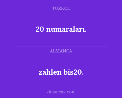 20 numaraları. - zahlen bis20.